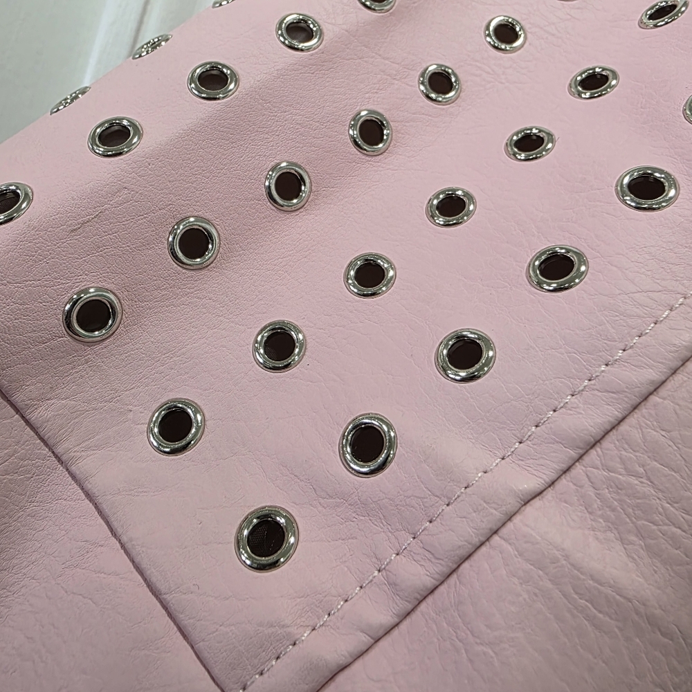 Azalea Wang Plus Rosalita Grommet Pink Faux Leather Moto Jacket Size 1X - Picture 12 of 17